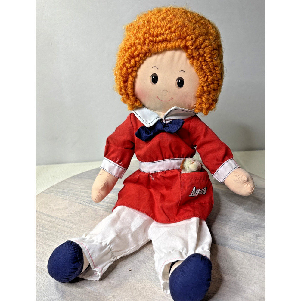 Vintage Annie Plush Doll Red Dress Stuffed Rag Doll Musical Broadway